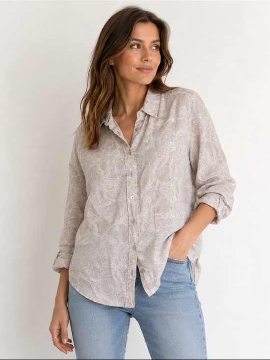 J. Jill Tops - J.Jill Love Linen XS Floral Button Front Shirt Blush Pink Long Sleeve
